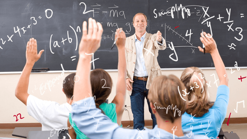 Math teacher in class