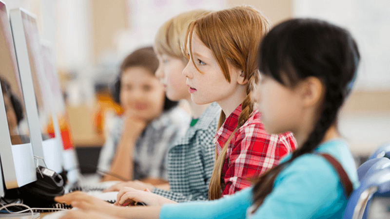 Students using computers