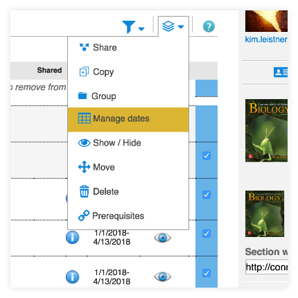 Selecting multiple assignments allows you to manage their dates together. Selecting multiple assignments allows you to manage their dates together.