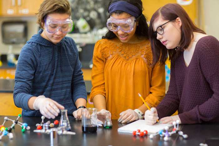 Science students conducting experiment Science students conducting experiment
