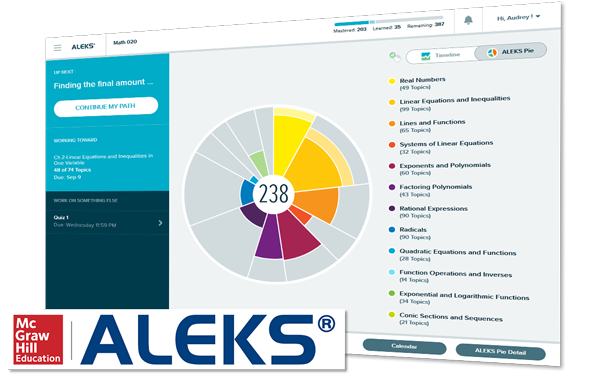 aleks screenshot and logo