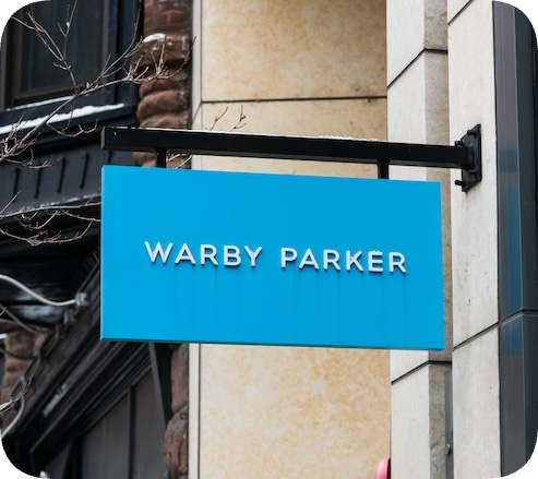 Blue Warby Parker sign