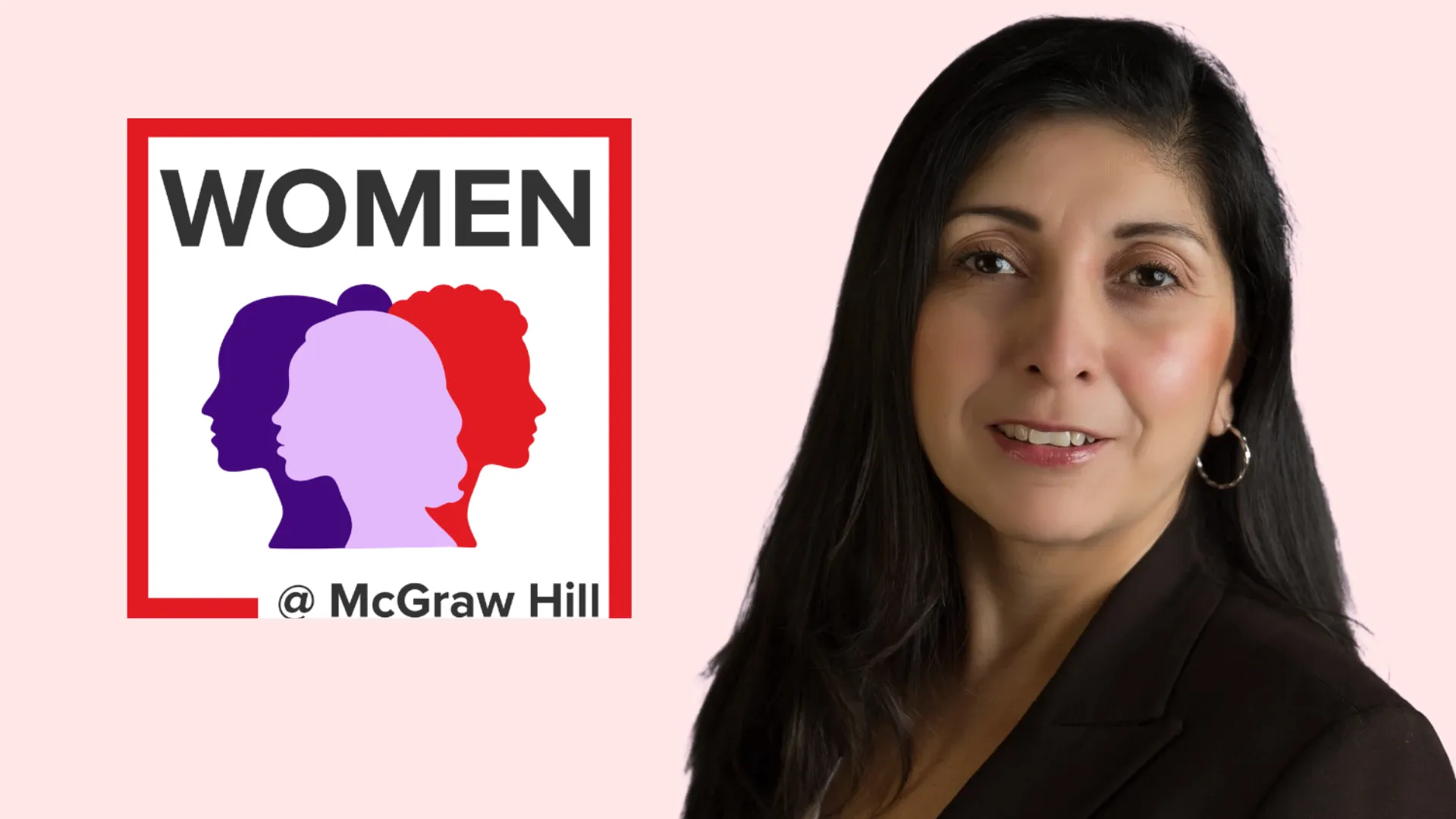 Christina smiling with Women at McGraw Hill logo behind her