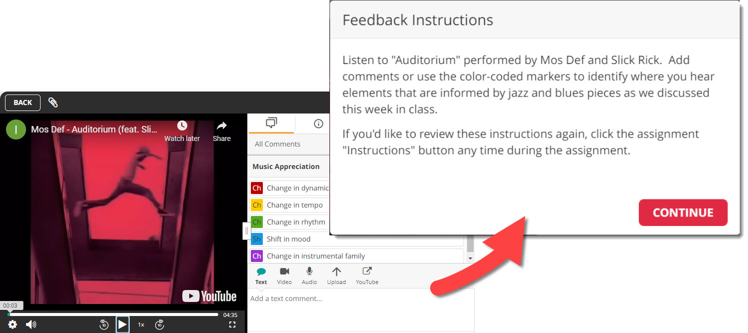 Photo showing Feedback Instructions
