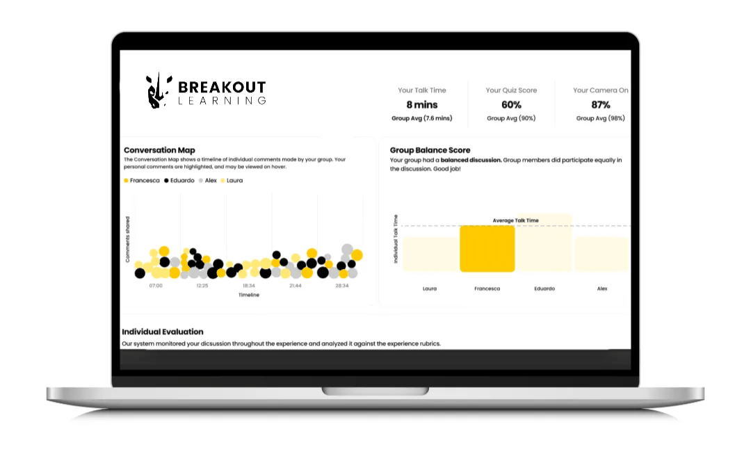 Laptop screen showing Breakout Learning