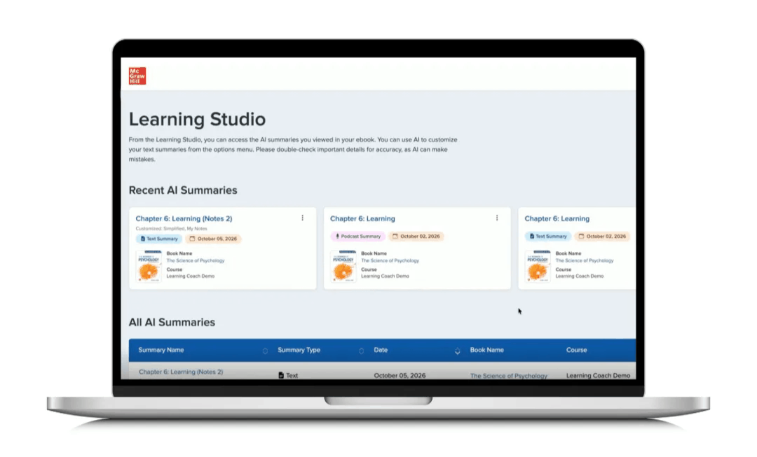 Laptop screen showing Learning Studio