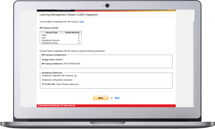 Example of ConnectMath Integrating with LMS
