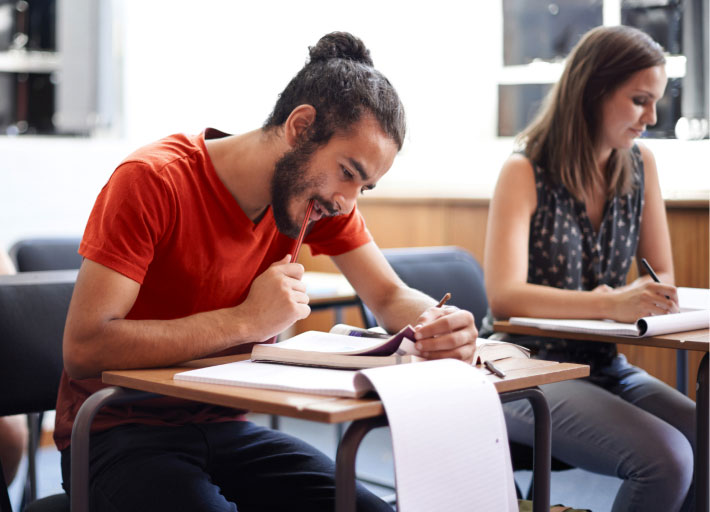 students reading textbooks