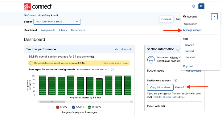 connect dashboard screenshot