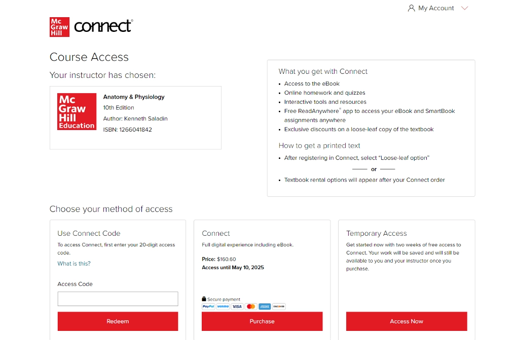 Connect screenshot showing student registration update