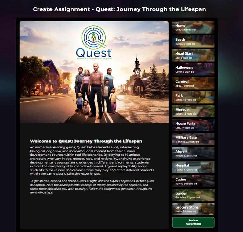 Connect screenshot showing list of Quests