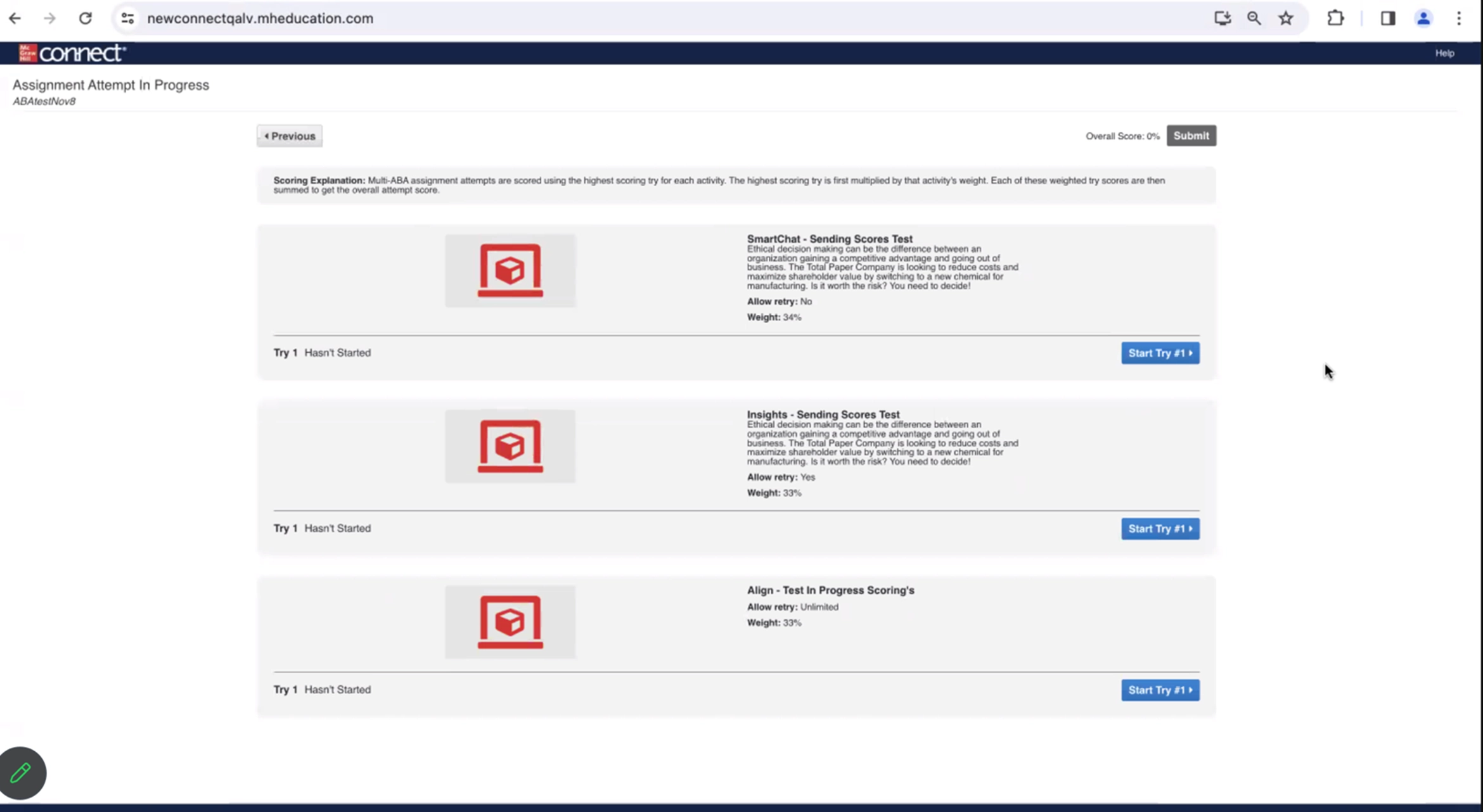 Connect screenshot showing application-based activities with multiple activities