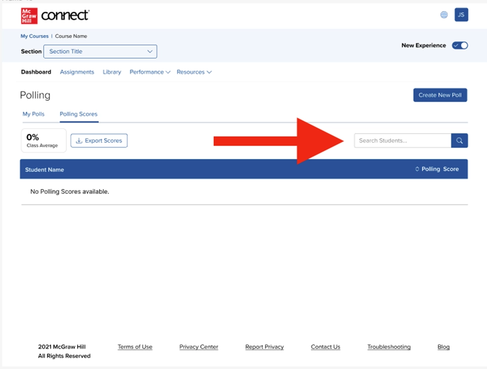 Connect screenshot showing score search within polling scores