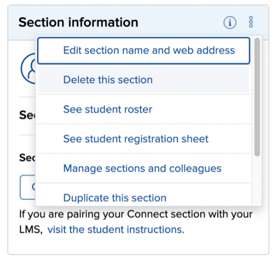 connect section screenshot