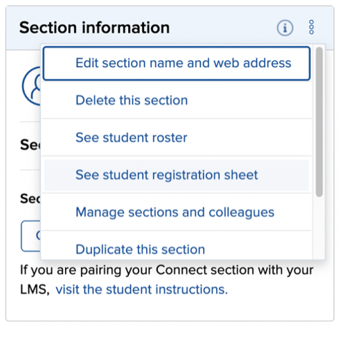connect section screenshot