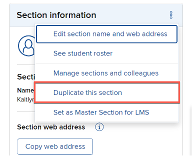 connect duplicate section screenshot