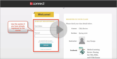 Registering for a course in Connect Classic