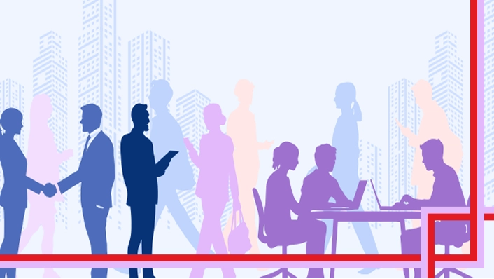 Hiker staring at mountains.