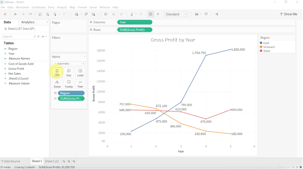 Screen grab of tableau tool.