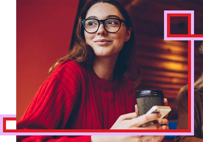 student drinking coffee