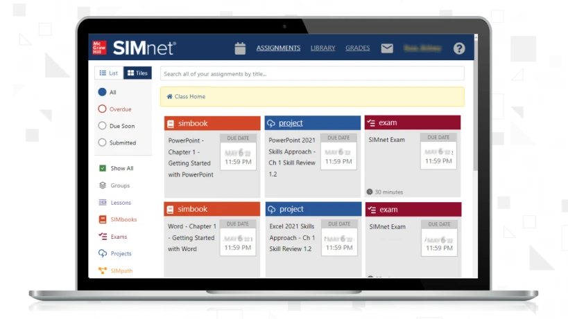 Laptop displaying SIMnet dashboard.