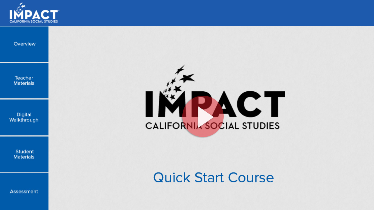 Impact California Social Studies Quick Start Course, click to view