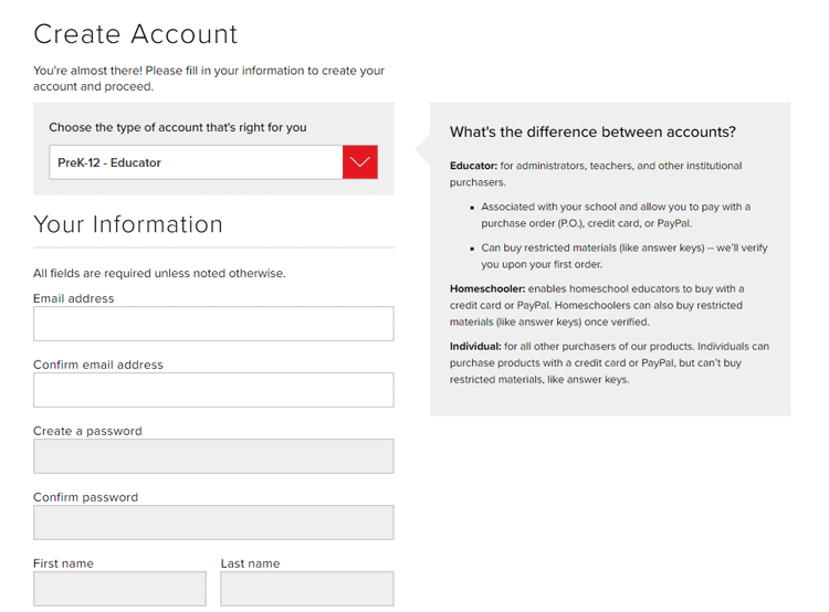 screenshot showing where to create account
