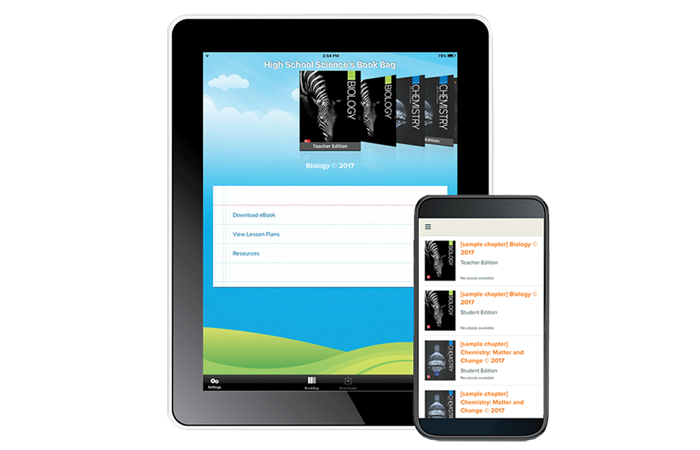 Biology covers shown in ConnectEd Mobile app