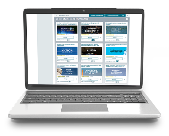 AP, Honors & Electives eBook library on laptop screen