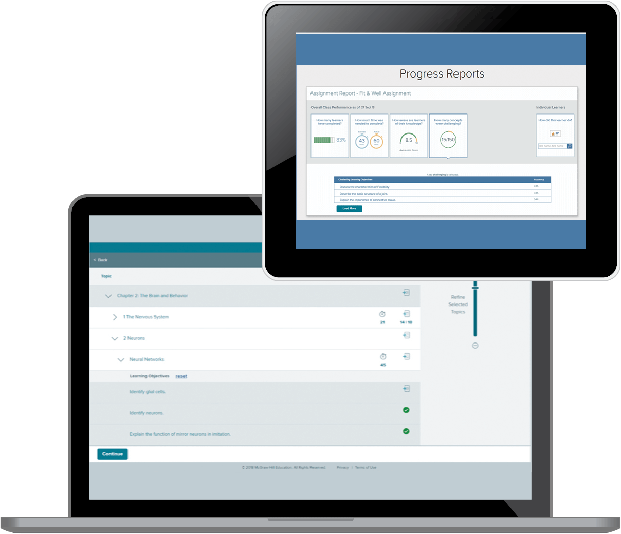 Progress reports example on tablet and laptop