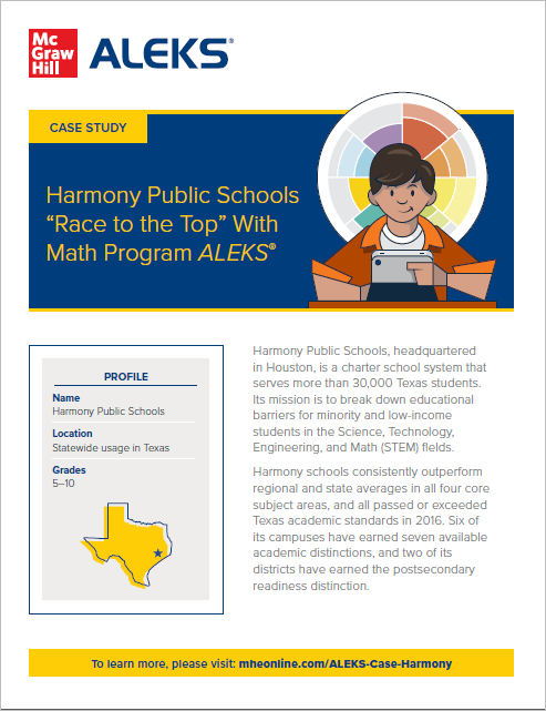 ALEKS case study Harmony Public Schools Race to the Top with Math Program ALEKS
