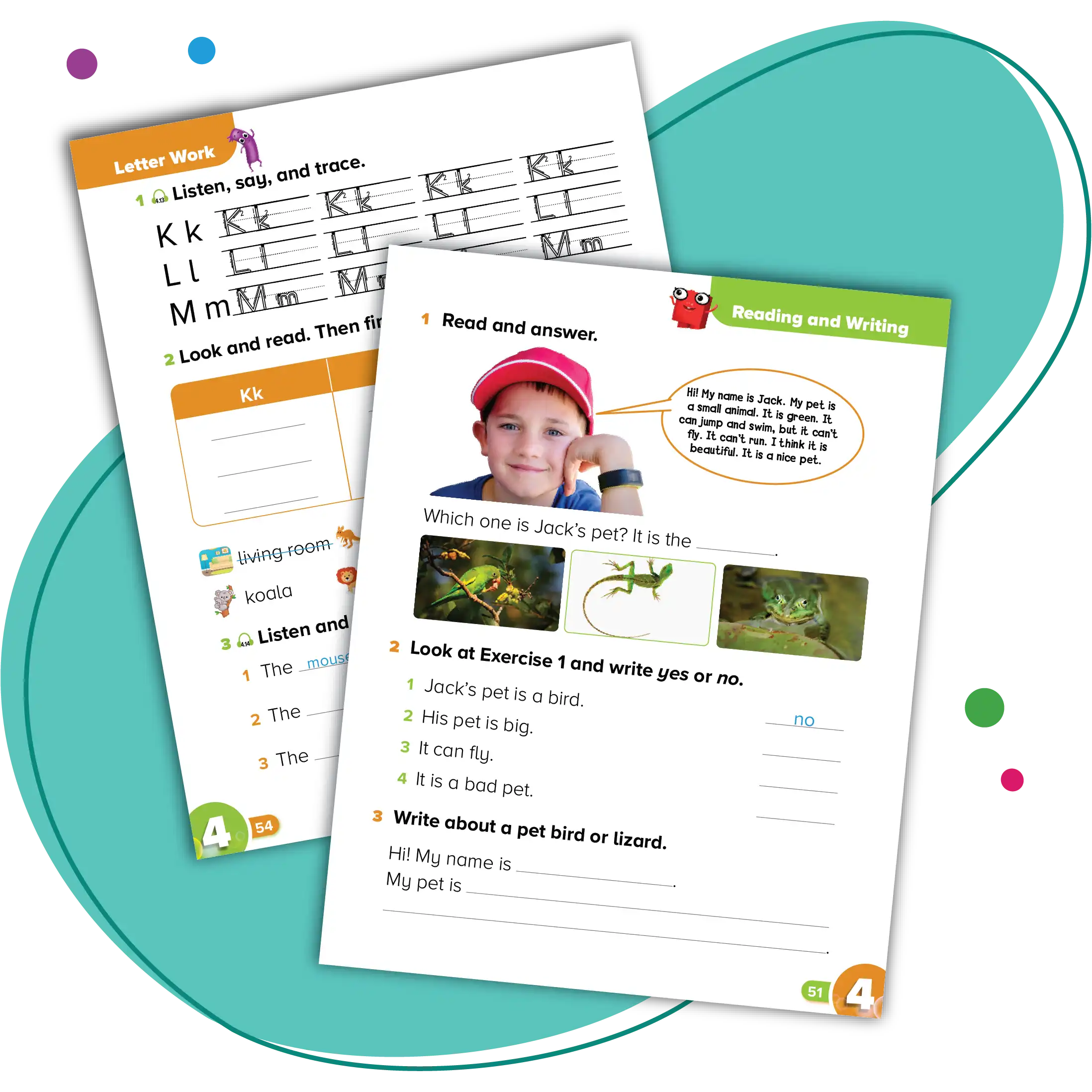 A Letter Work lesson and a Reading and Writing lesson.