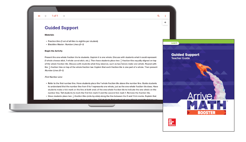 Guided Support teacher guide book and screenshot on laptop