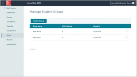 my.mheducation.com screenshot roster and where to manage student groups