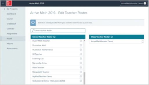 my.mheducation.com screenshot roster and where to manage teacher roster