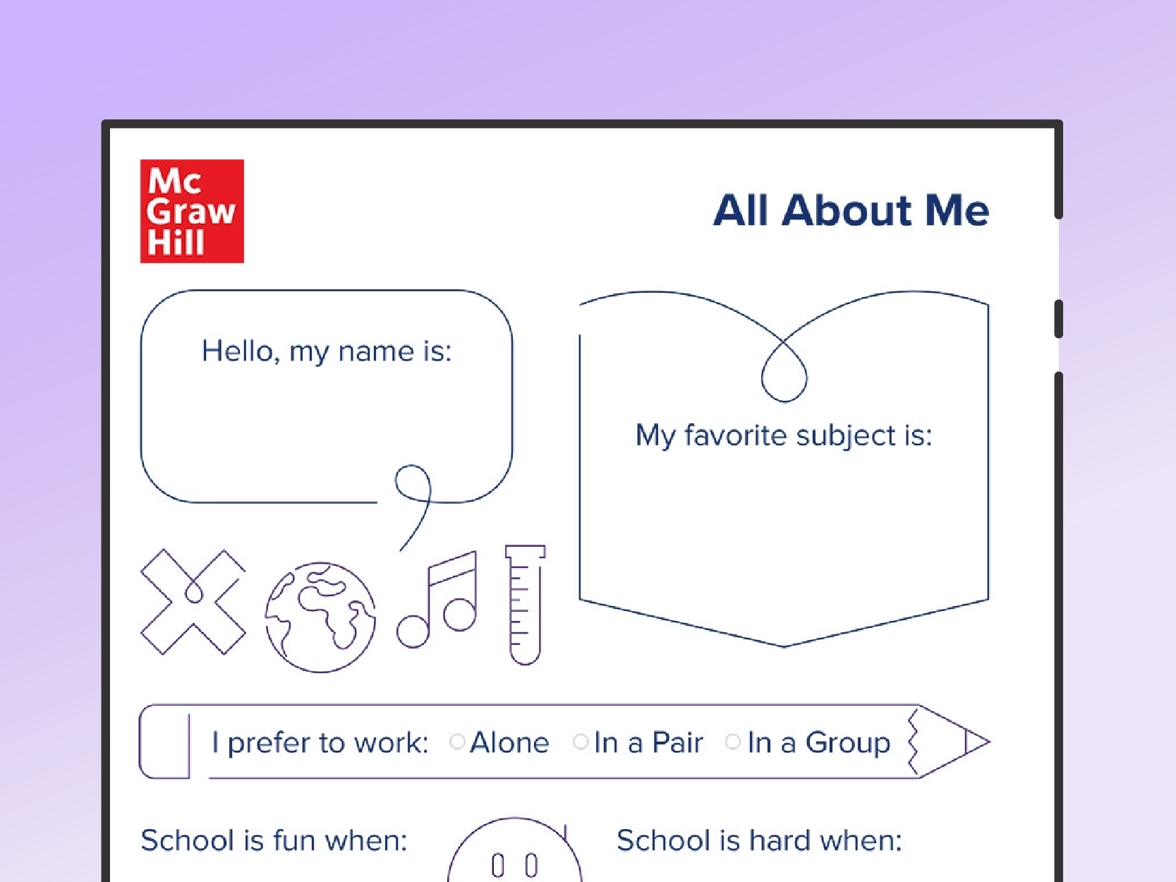 All About Me Worksheet