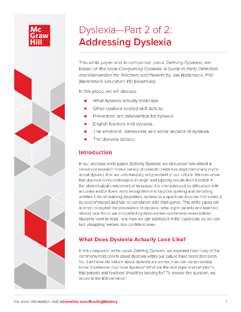 Addressing Dyslexia white paper