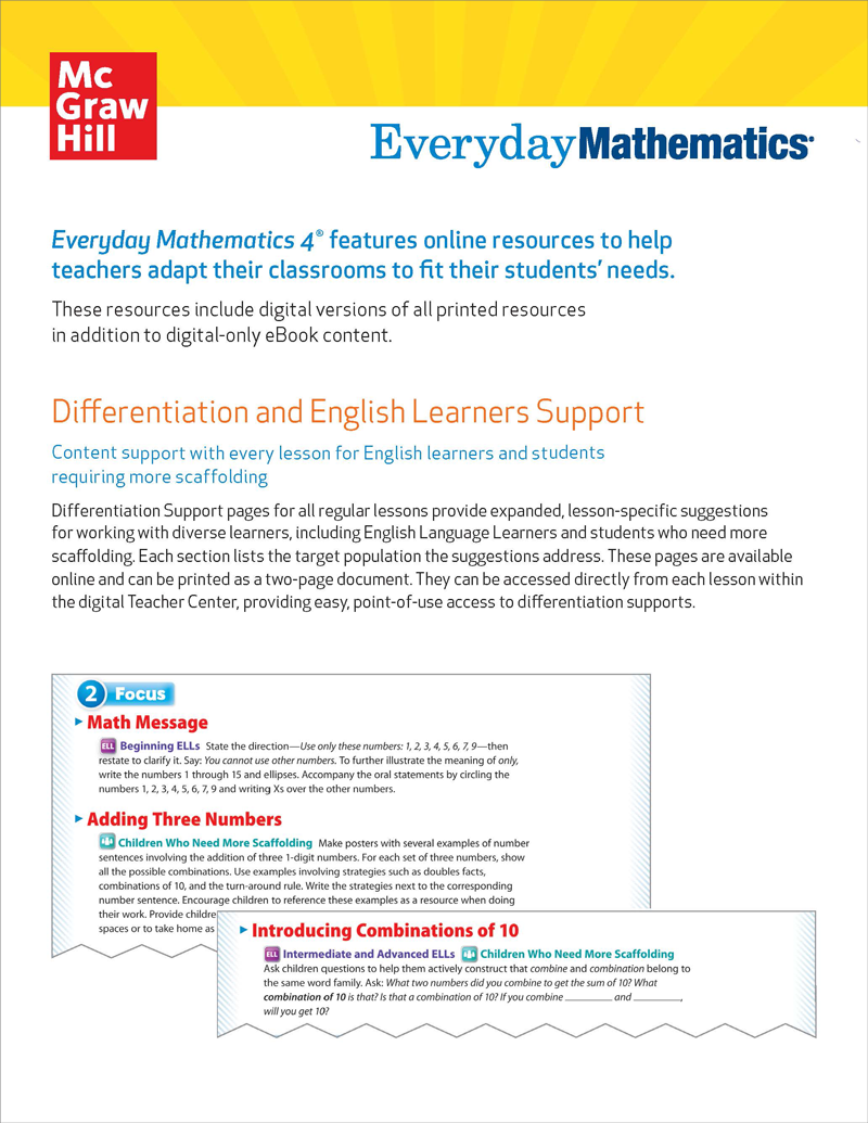 Everyday Math online resources brochure cover