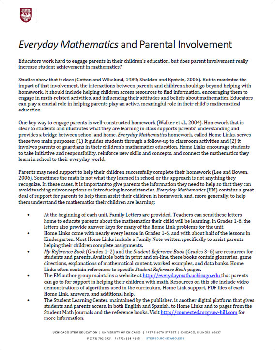 Everyday Math and parental involvement paper