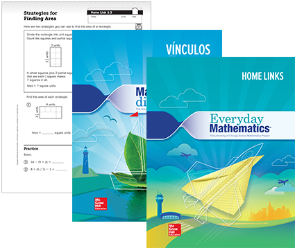 Everday Mathematics Home Links English and Spanish covers and worksheet example