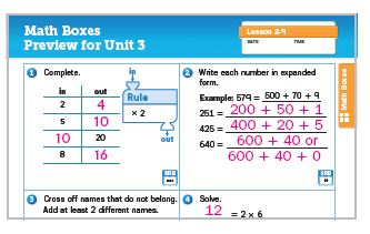 Math boxes preview for Unit 3