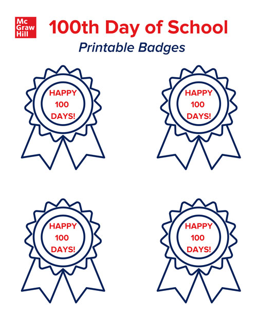 100th Day Printable Badges