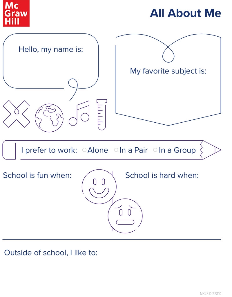 All About Me Worksheet