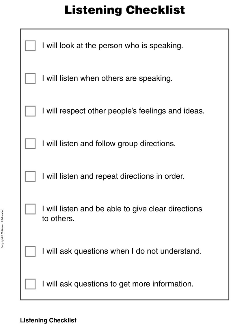  Listening Checklist