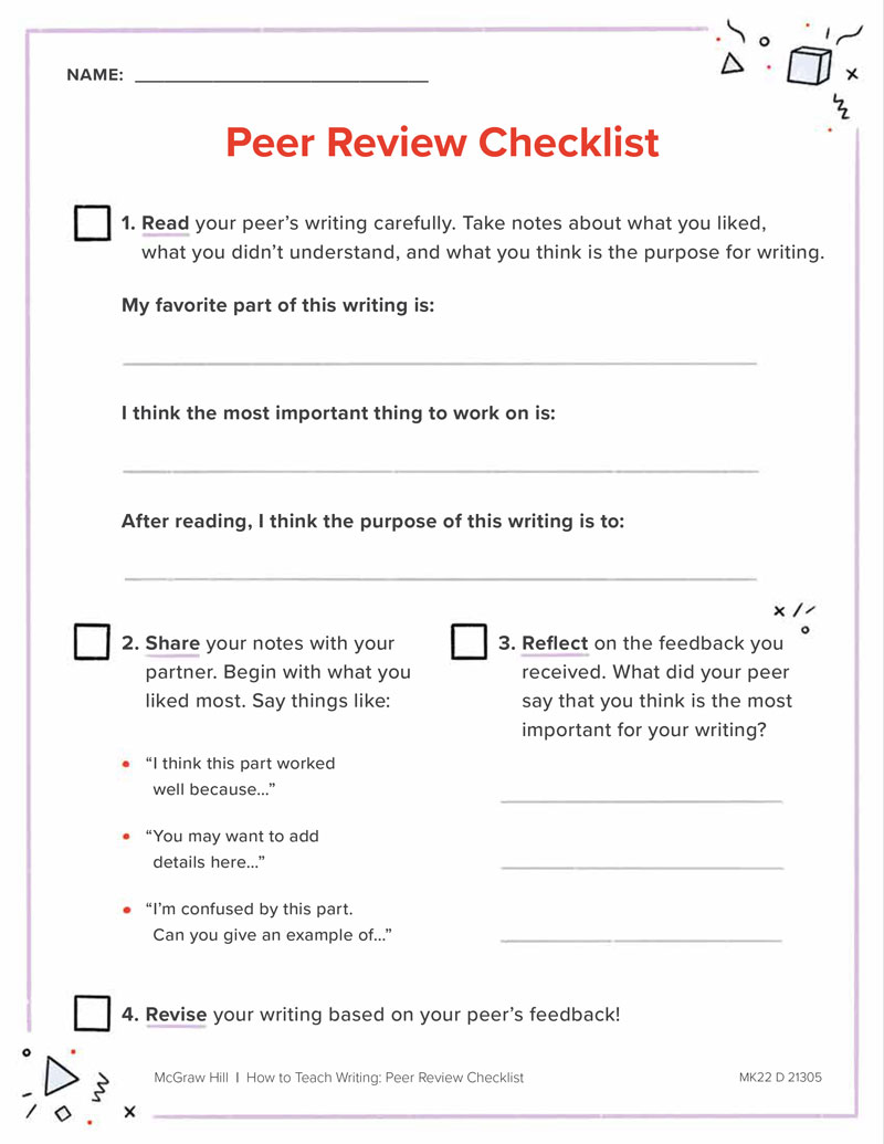 Elementary Peer Review Checklist