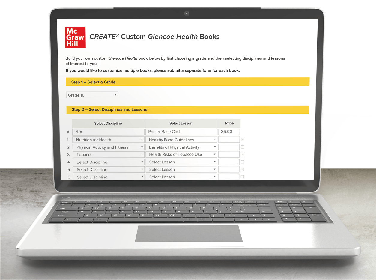 Create Custom Glencoe Health Books