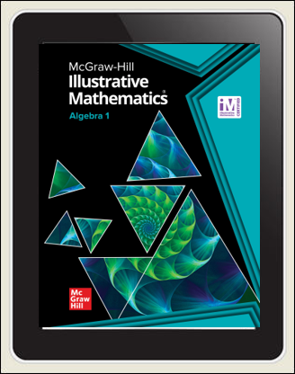McGraw Hill Illustrative Math Algebra 1 cover on tablet screen