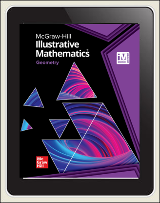 McGraw Hill Illustrative Math Geometry cover on tablet screen