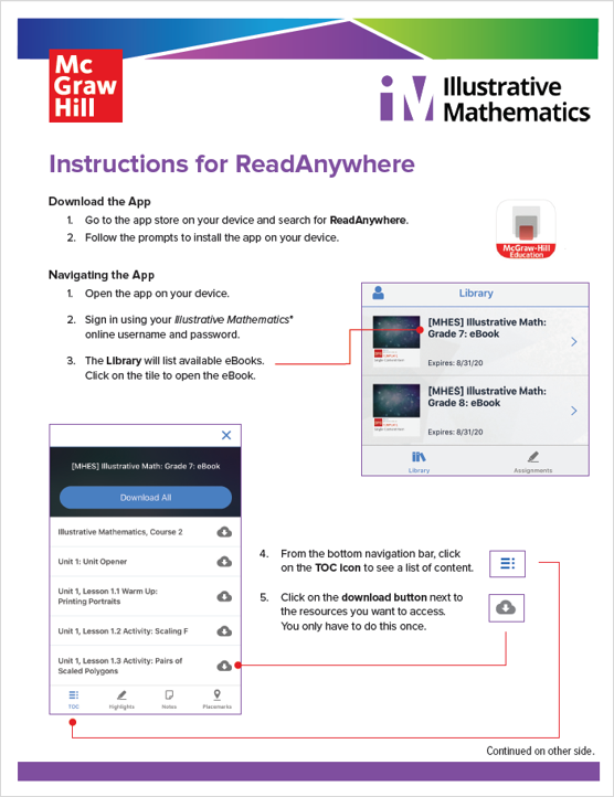 How to use ReadAnywhere with Illustrative Mathematics Illustrative Mathematics Instructions for ReadAnywhere