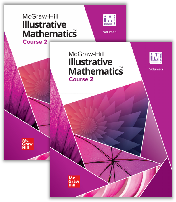 McGraw Hill Illustrative Math Course 2 covers, Volume 1 and Volume 2